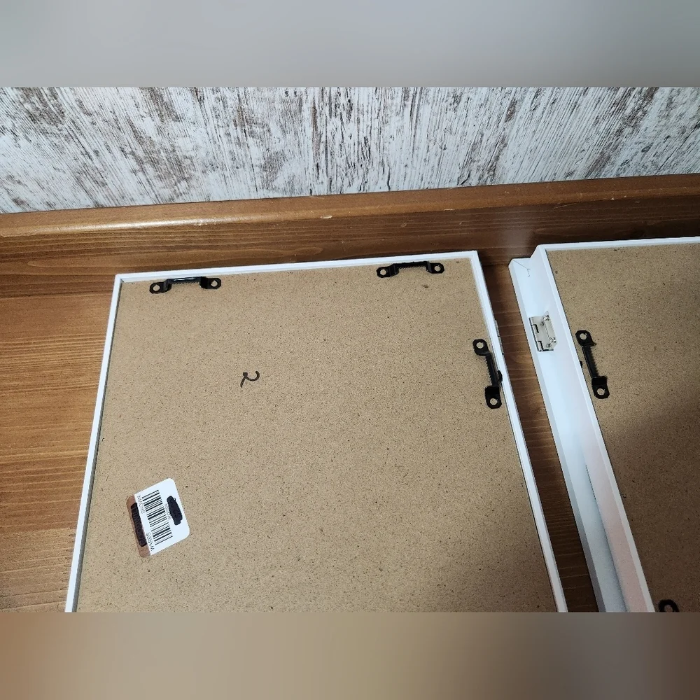 Set of Art Frame Hinged Front Opening Magnetic Closure Storage Compartment White